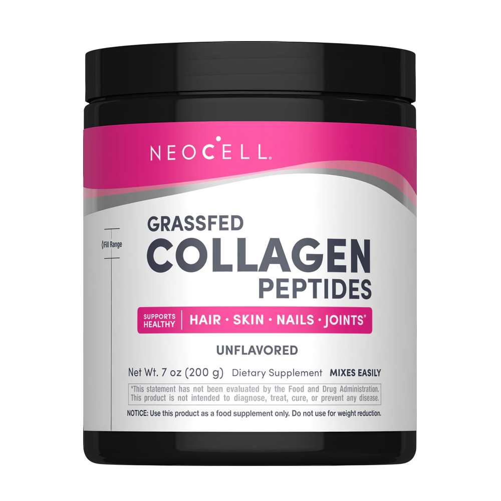 NeoCell Grassfed Collagen Peptides Powder 7 oz Unflavored for Women and Men Hair, Skin, & Nails