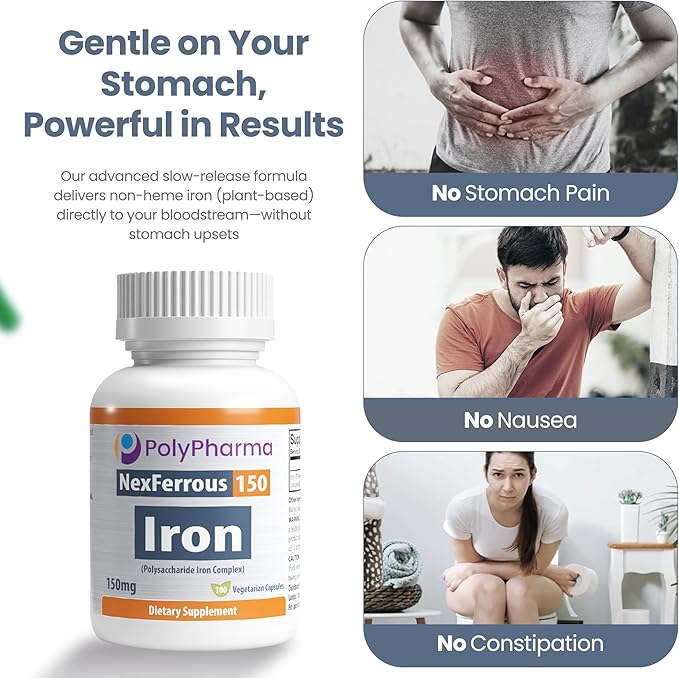 Polysaccharide Iron Complex 150mg for Anemia Support 100 caps thumbnail 3