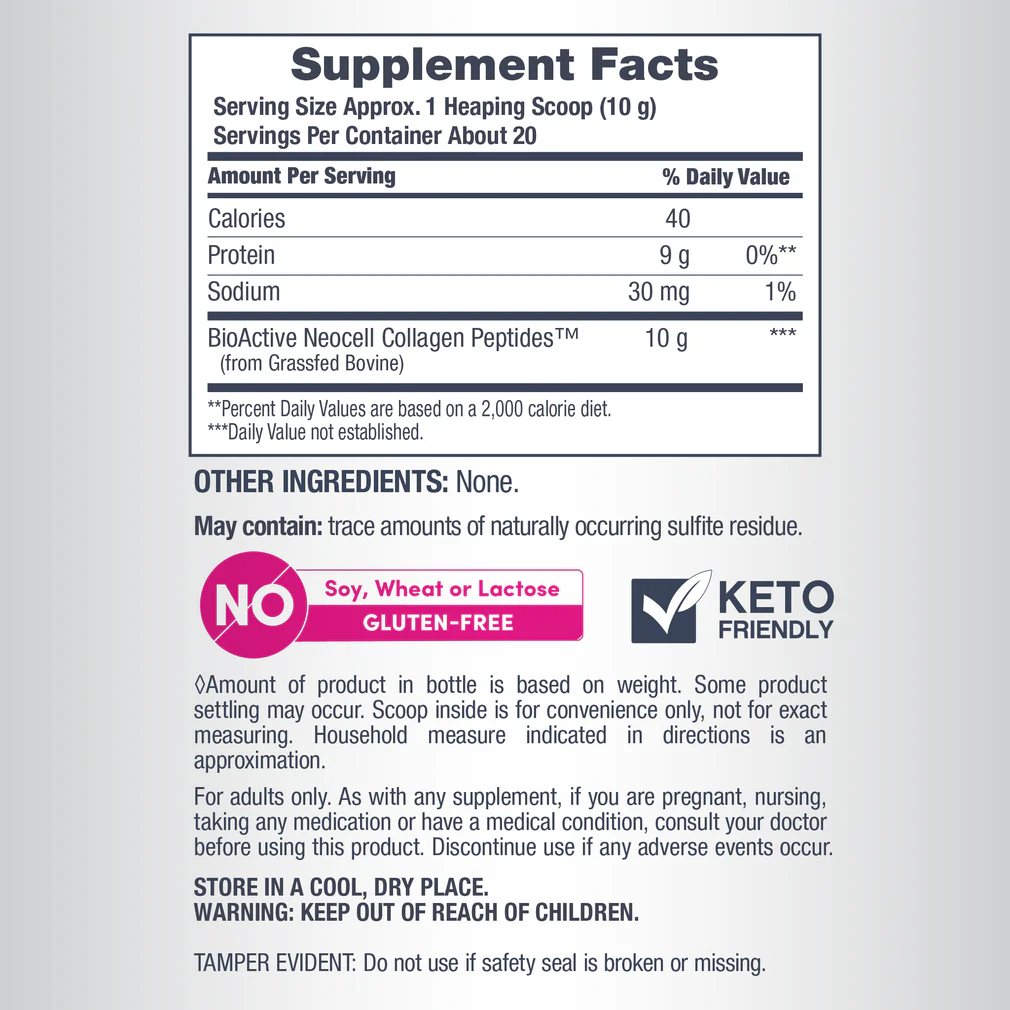 NeoCell Grassfed Collagen Peptides Powder 7 oz Unflavored for Women and Men Hair, Skin, & Nails thumbnail 4