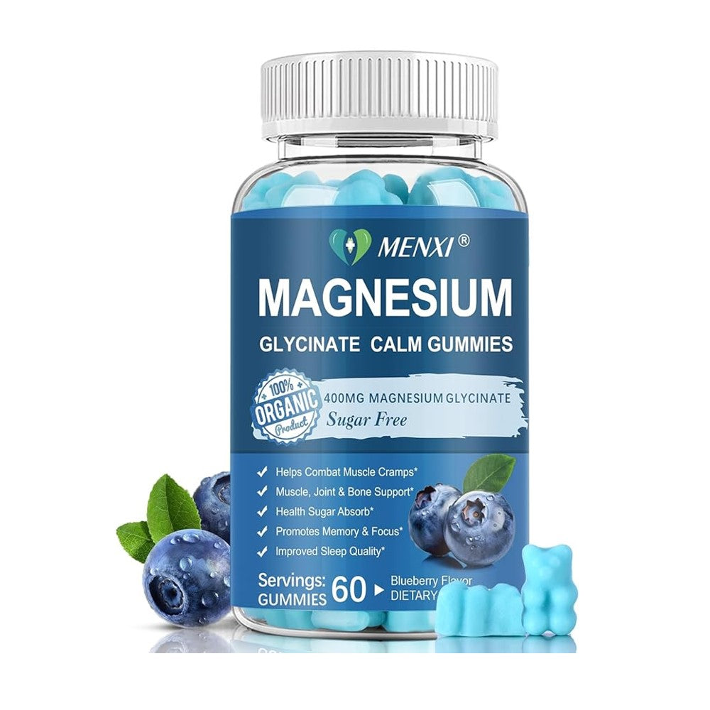MENXI Magnesium Glycinate Calm Gummies – Organic 400mg | Sugar-Free | Sleep, Muscle &amp; Joint Support | 60 Gummies thumbnail 5