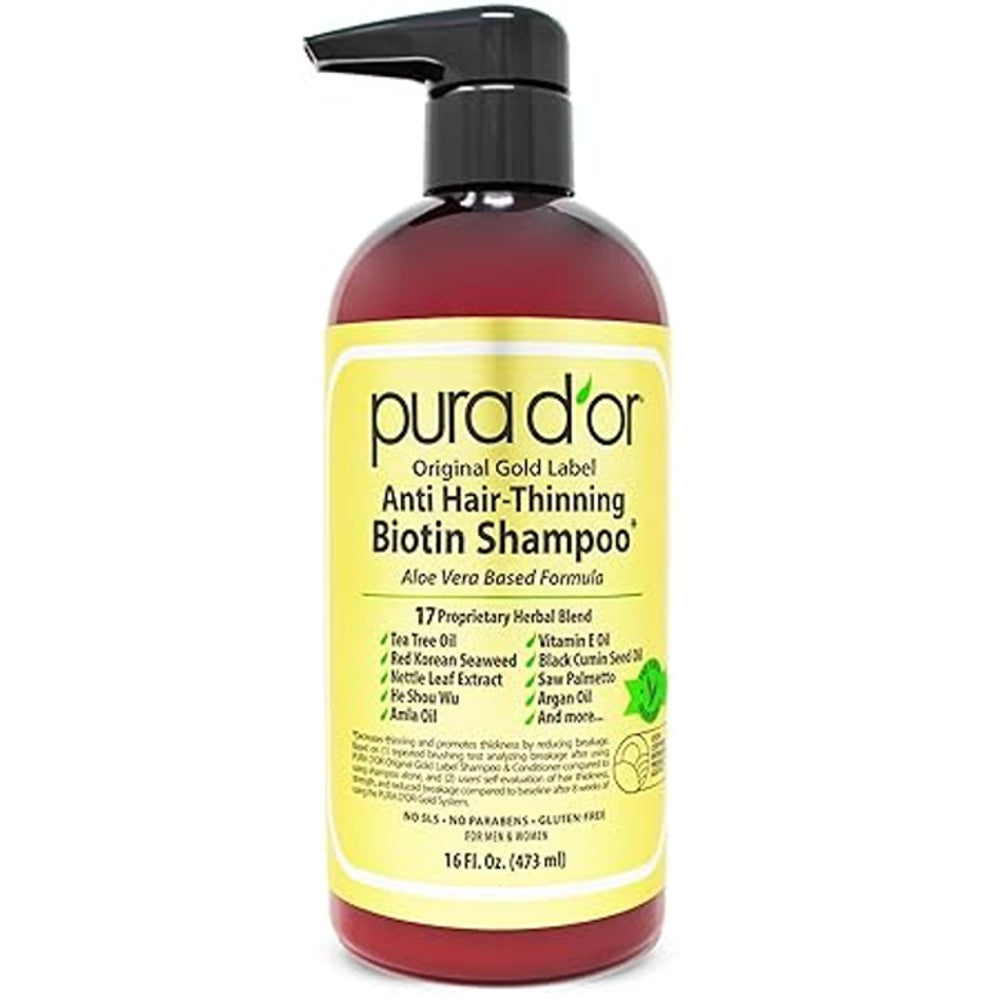 PURA D'OR Original Gold Label Anti Hair-Thinning Biotin Shampoo - 16oz for Men &amp; Women thumbnail 5