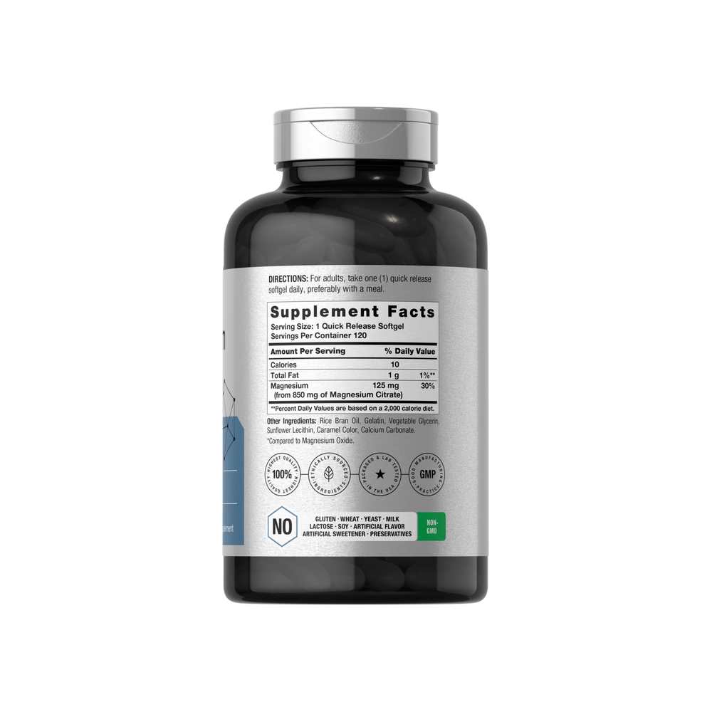 Horbäach Magnesium Citrate | 850mg | 120 Softgels thumbnail 2
