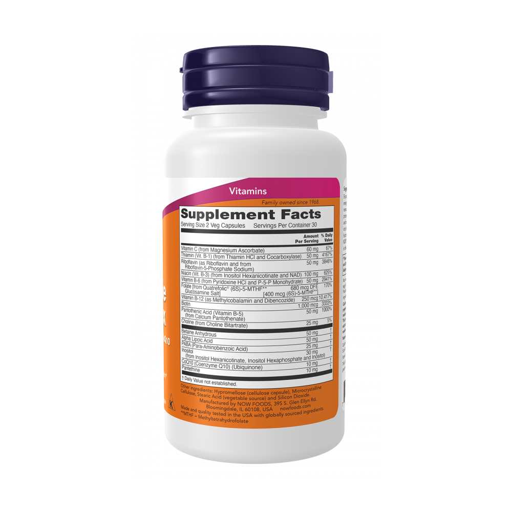 Now Foods Co-Enzyme B-Complex with Co Q10 &amp; Alpha Lipoic Acid – 60 Capsules thumbnail 3