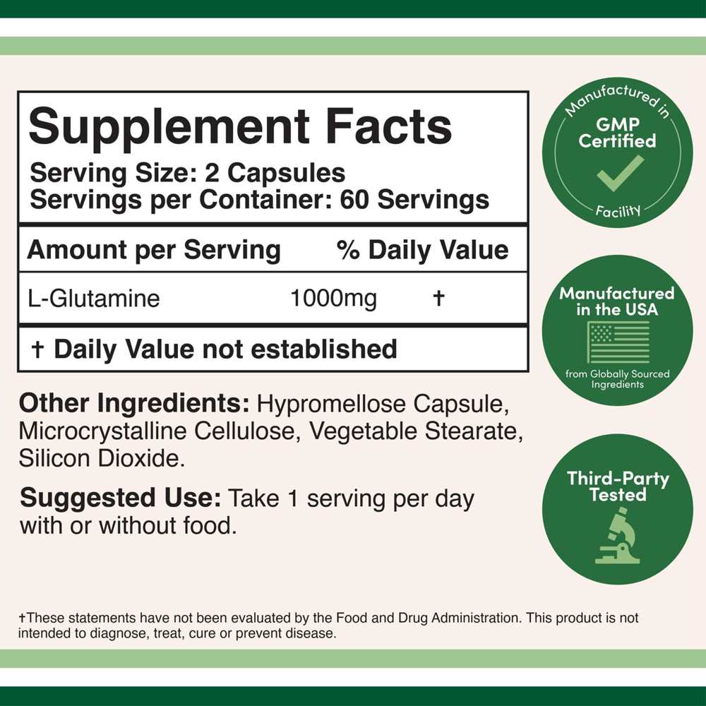 Double Wood L-Glutamine – 1000mg Muscle Recovery &amp; Protein Support | 120 Capsules thumbnail 2