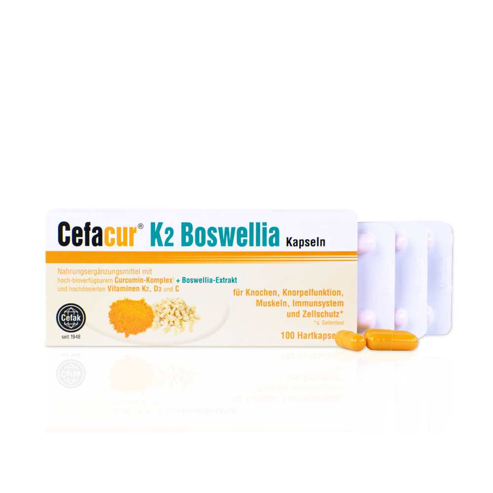 Cefacur K2 Boswellia | Curcumin &amp; Boswellia with Vitamins K2, D3 &amp; C | 100 Capsules thumbnail 2