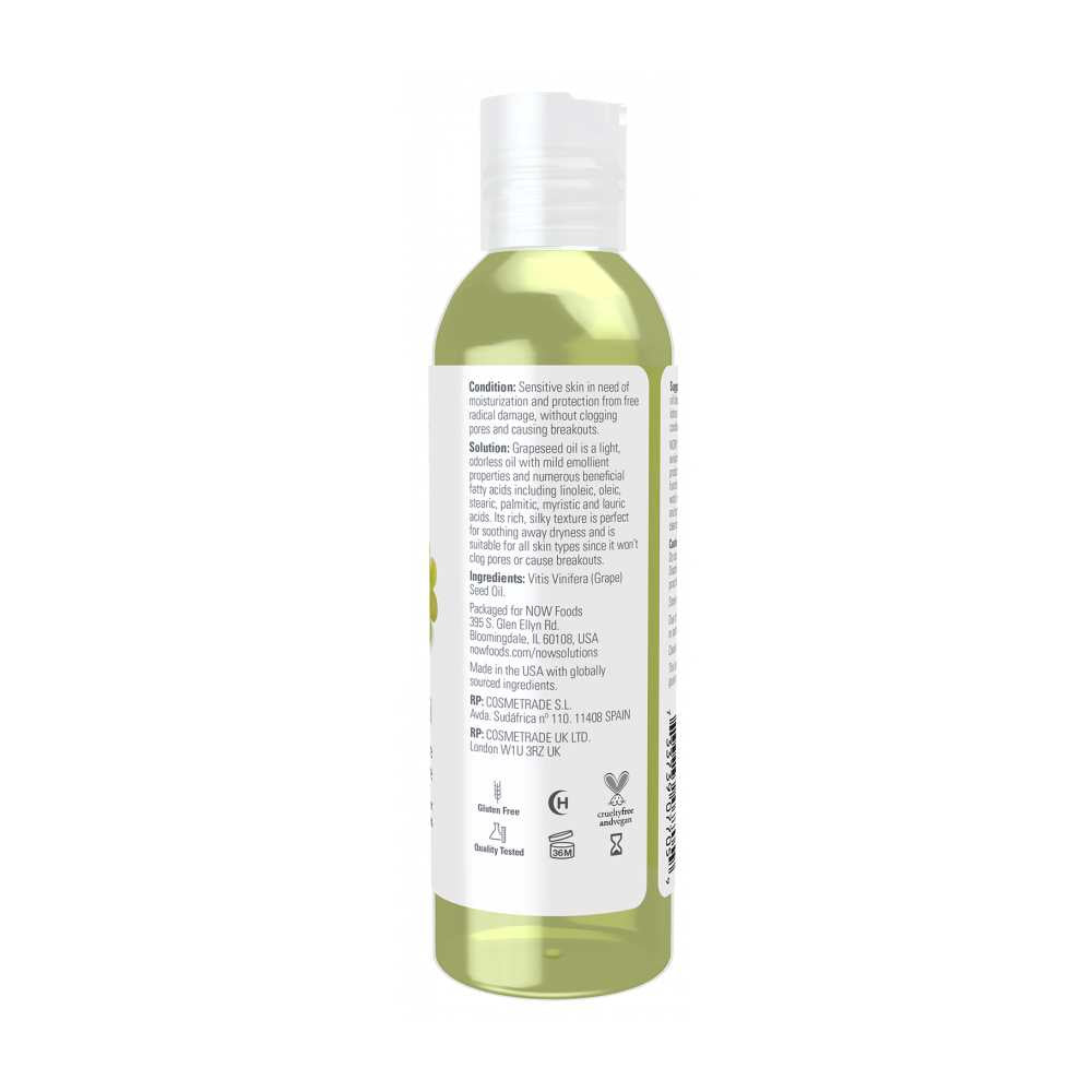 Now Foods Grapeseed Oil – 100% Pure &amp; Light Texture – Multi-Purpose Skin &amp; Hair Oil – 118 M L thumbnail 2