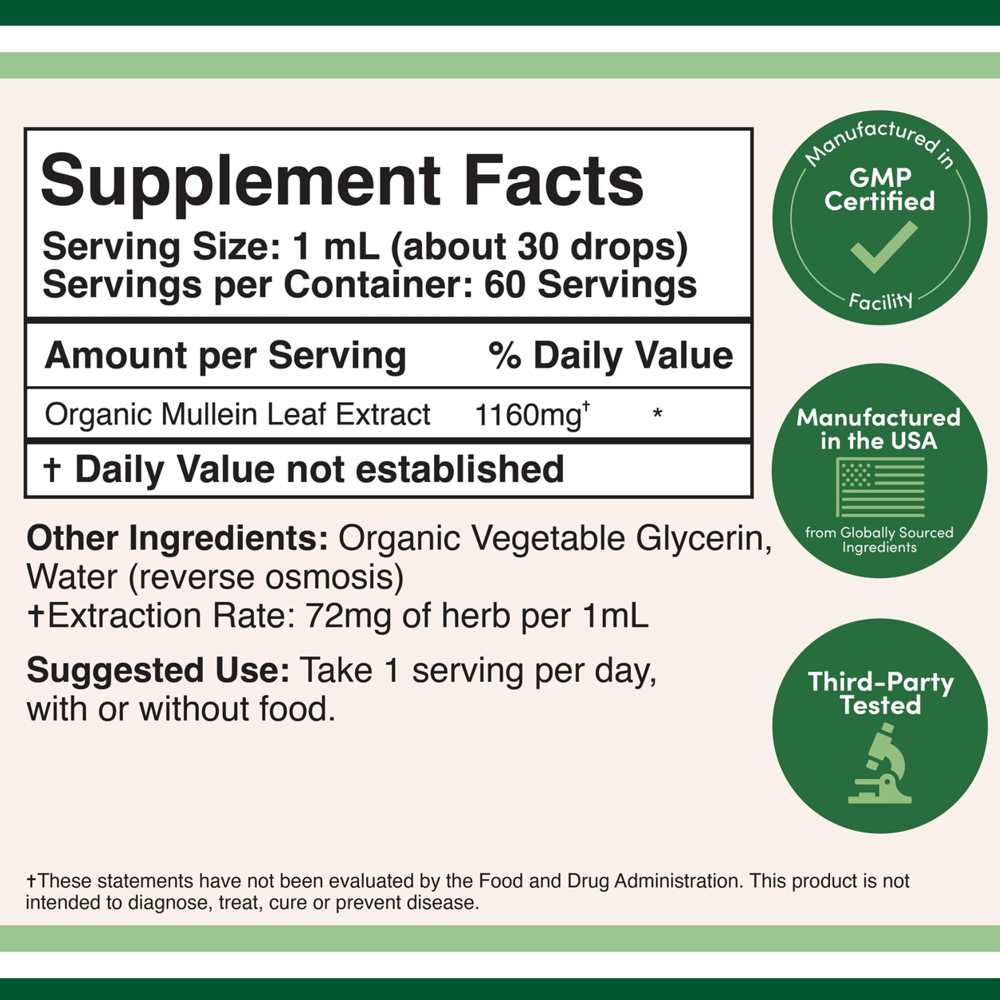 Double Wood Organic Mullein Leaf – Liquid Herbal Lung Cleanse &amp; Support | 60m L thumbnail 2