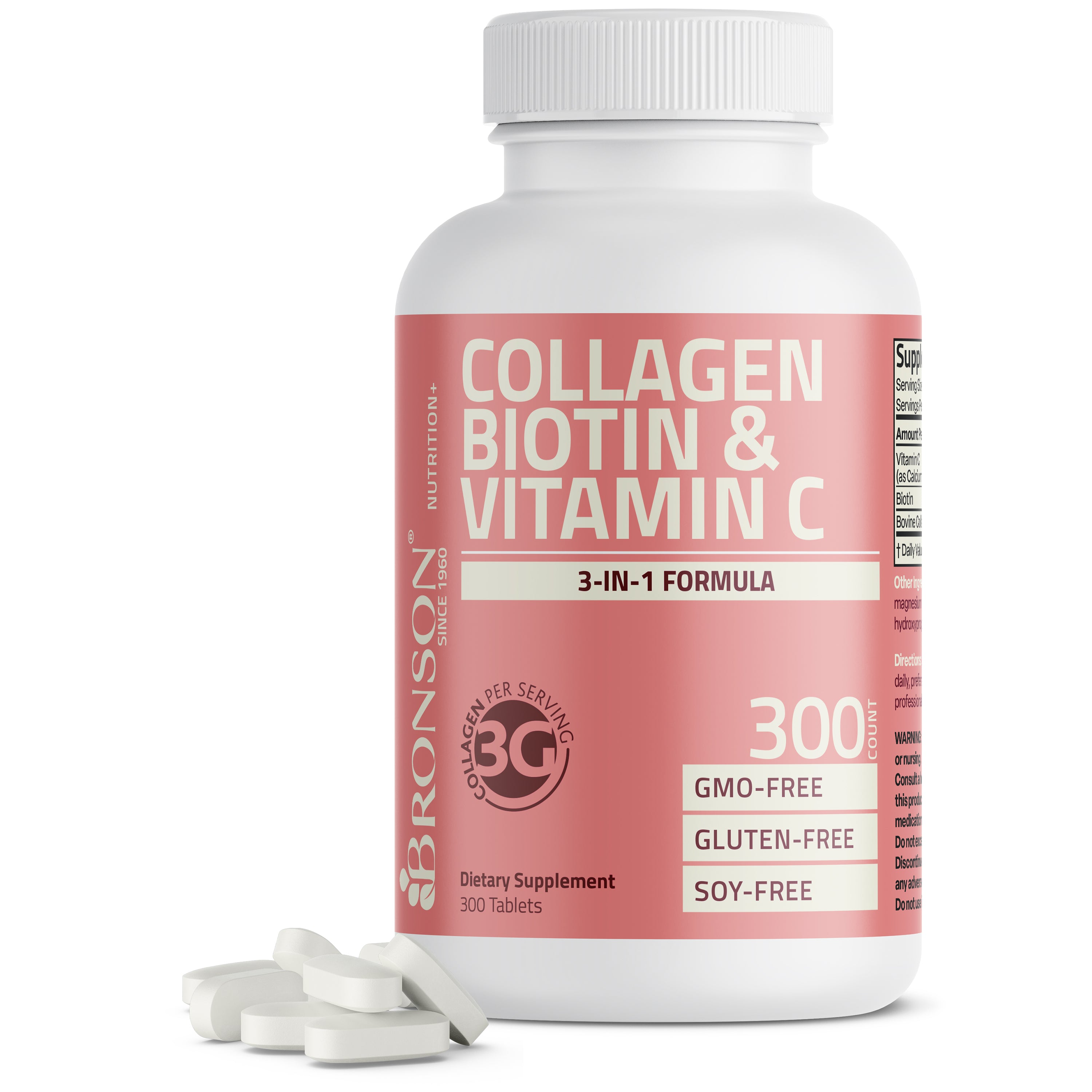 Bronson Vitamins Collagen, Biotin &amp; Vitamin C Advanced Beauty Support Formula 90 Tabs thumbnail 3