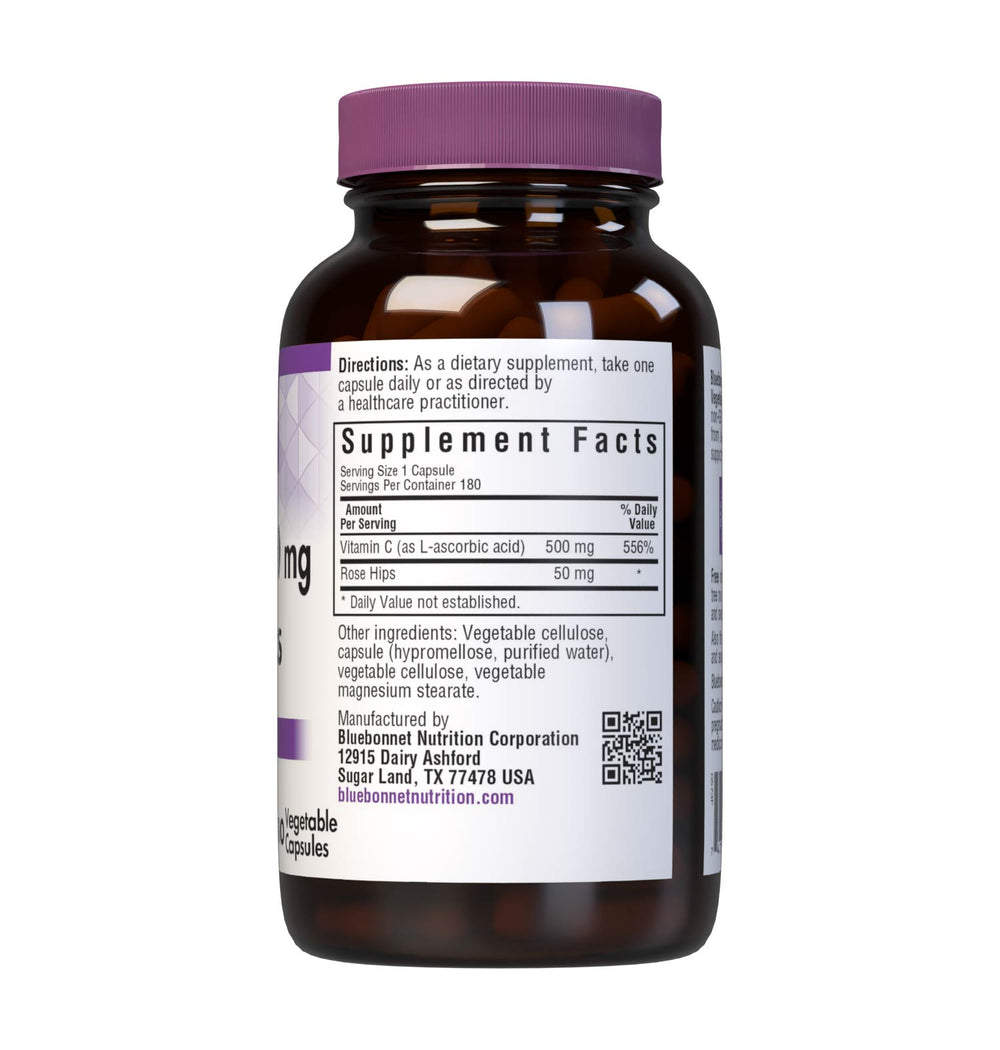 Bluebonnet Nutrition Vitamin C-500 Mg &amp; Rose Hips 180 Caps thumbnail 2