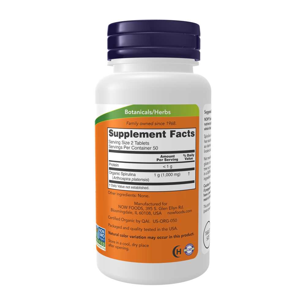 Now Foods Certified Organic Spirulina 500 Mg – Super Green Nutrient-Rich Formula – 100 Veg Tablets thumbnail 2