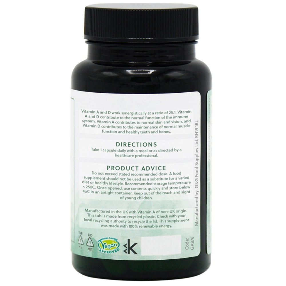 G&amp;G Vitamin A &amp; D3 (120 Vegan Capsules) - Premium Supplement for Daily Wellness thumbnail 3