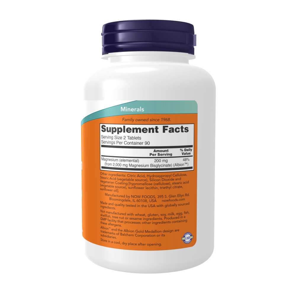Now Foods Magnesium Glycinate – Nervous System &amp; Muscle Support – 180 Tablets thumbnail 2