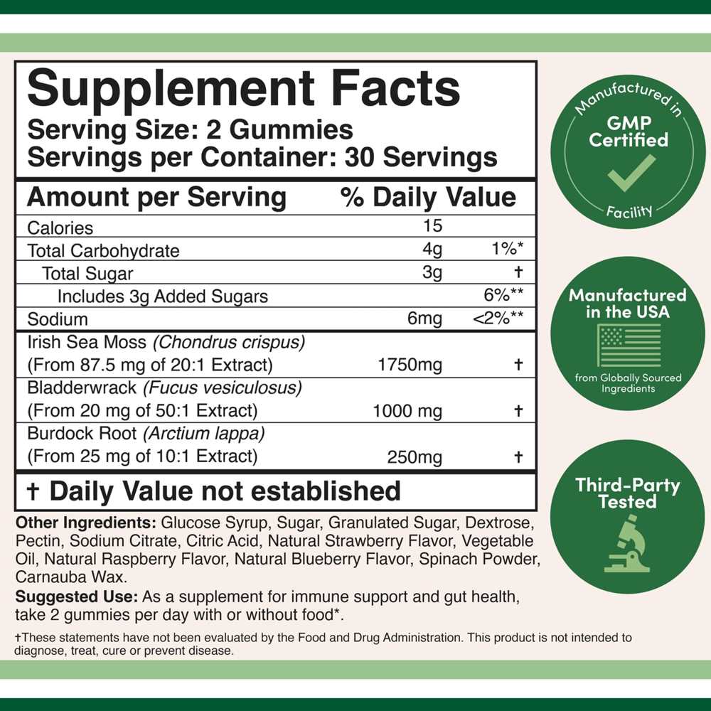 Double Wood Sea Moss Gummies – Superfood Blend with Bladderwrack &amp; Burdock Root | 60 Count thumbnail 2