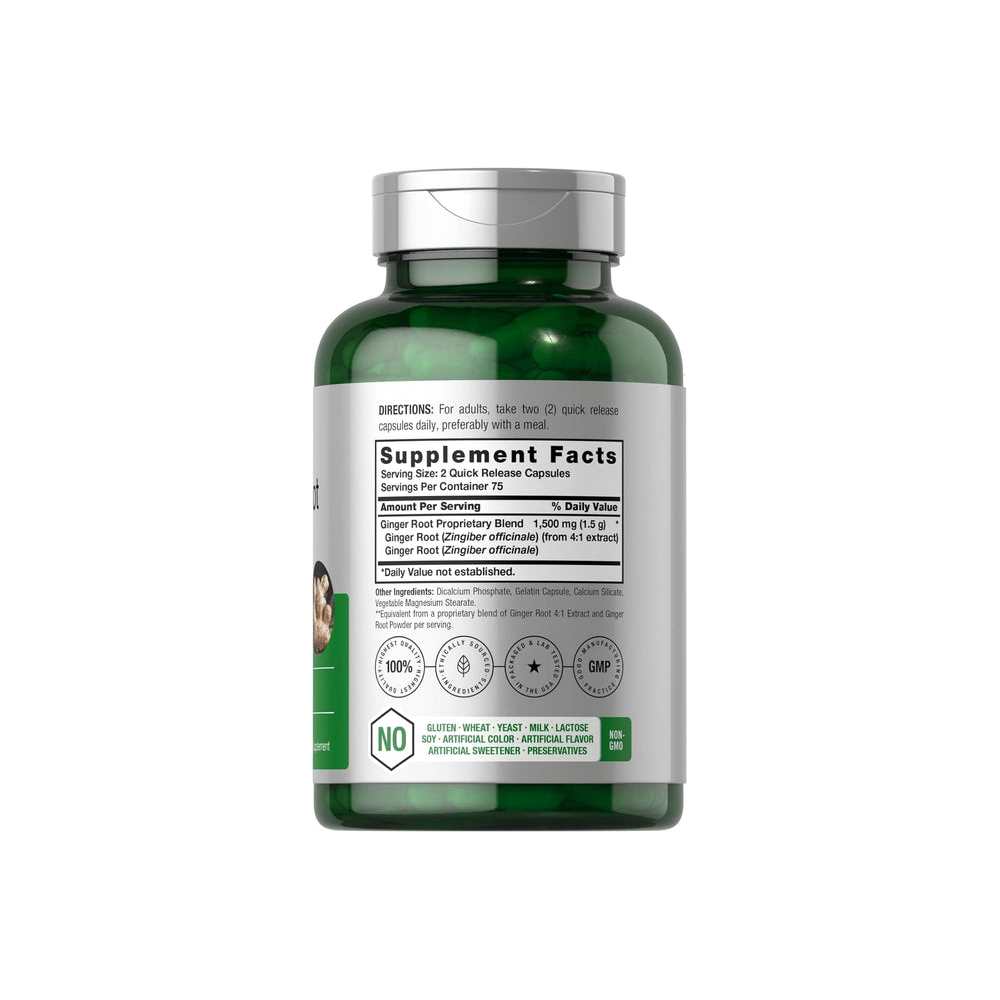 Horbäach Ginger Root Extract 1500mg per Serving | 150 Capsules thumbnail 2
