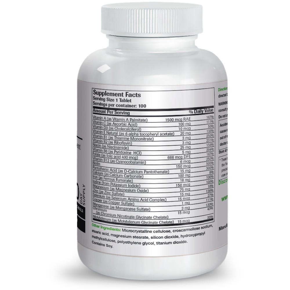 Bronson Vitamins Once Daily Vitamin &amp; Mineral Multivitamin Formula 100 Tabs thumbnail 2