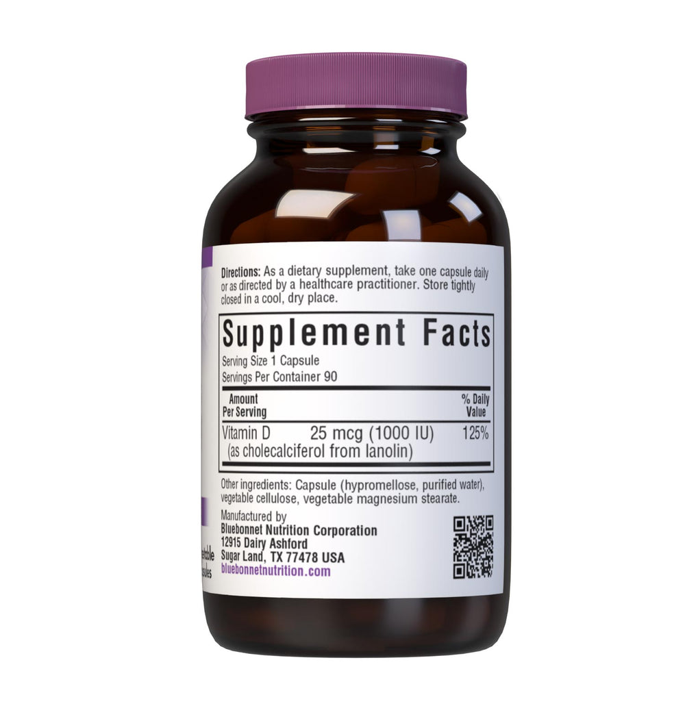 Bluebonnet Nutrition Vitamin D3 25 Mcg 1000 Iu 90 Caps thumbnail 2