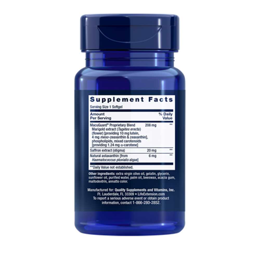 Life Extension Macu Guard® Ocular Support with Saffron &amp; Astaxanthin 60 Softgels thumbnail 2