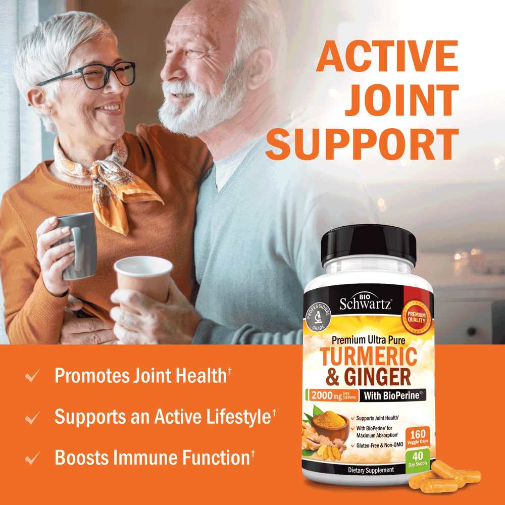 Bio Schwartz Turmeric &amp; Ginger 2000mg (95% Curcuminoids) – 160 Capsules thumbnail 2