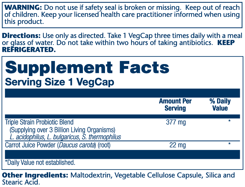 Solaray Acidophilus 3 Strain Probiotic &amp; Prebiotic Carrot Juice 30 Caps thumbnail 2