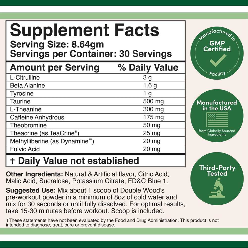 Double Wood Pre-Workout DWS – 175mg Caffeine &amp; Multi-Ingredient Performance Formula | 30 Servings thumbnail 2