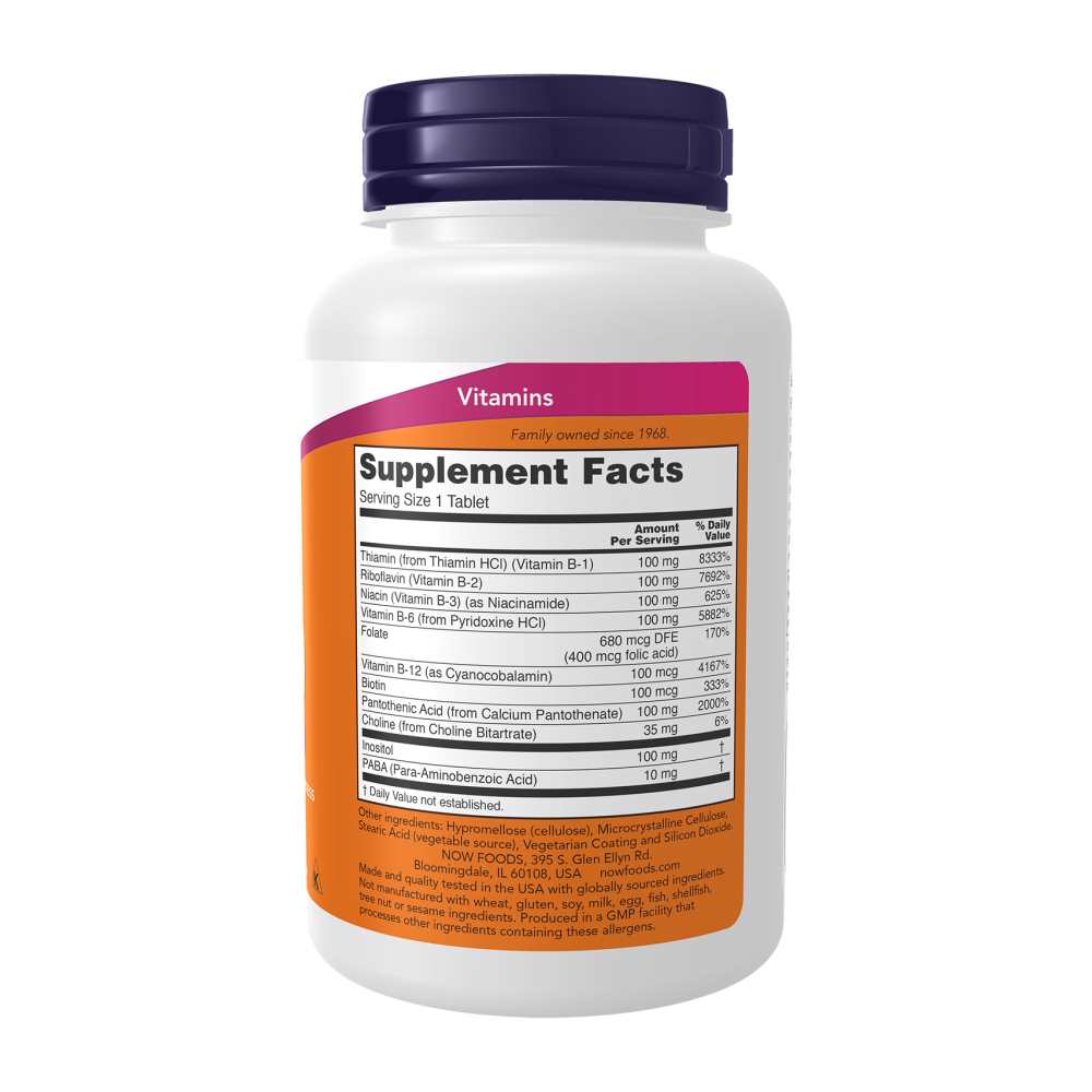 Now Foods Sustained Release B-100 – Energy &amp; Nerve Support – 100 Tablets thumbnail 2