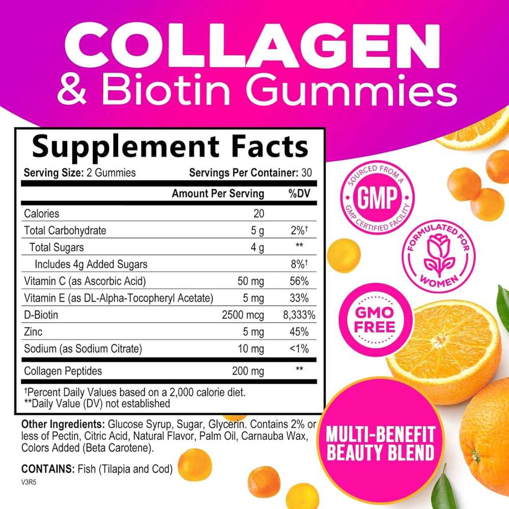 Collagen &amp; Biotin Gummies by Nature’s Nutrition – 60 Orange-Flavored Gummies | Beauty Support Supplement thumbnail 2