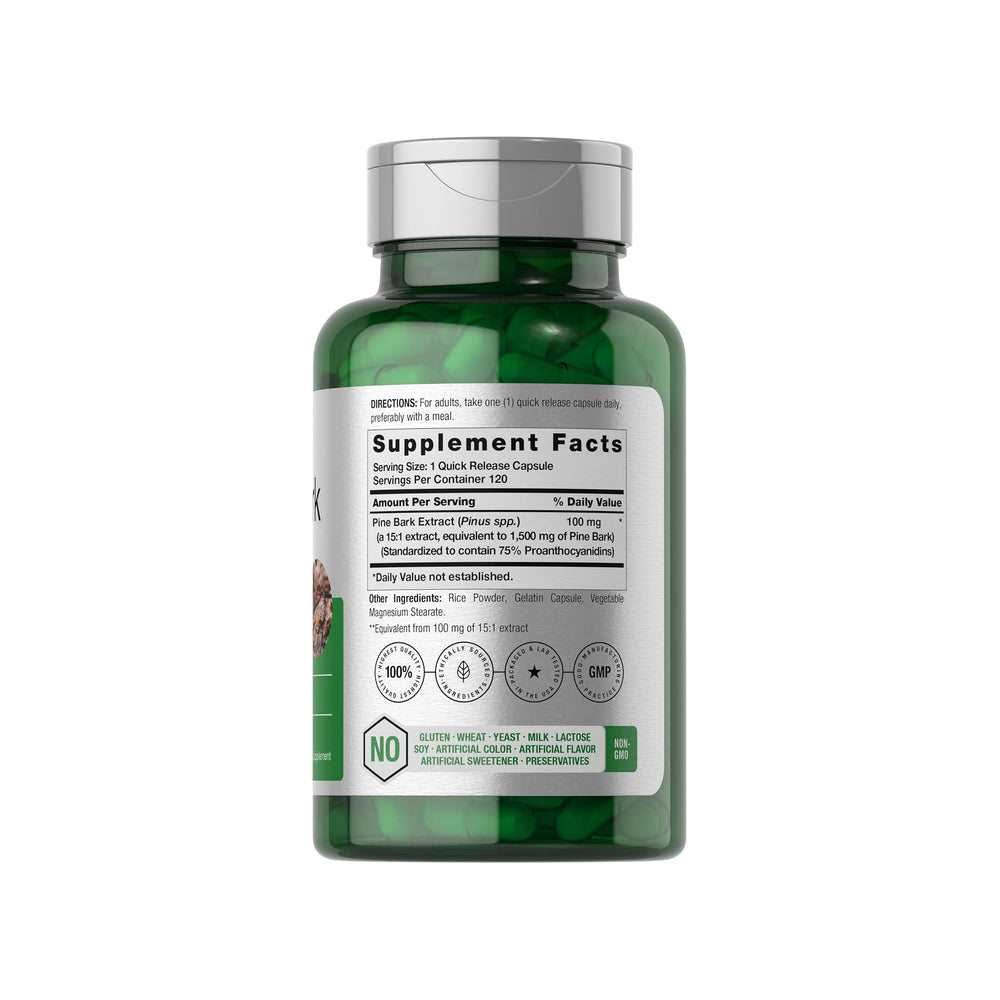 Horbäach Pine Bark Extract 1500mg | 120 Capsules thumbnail 2