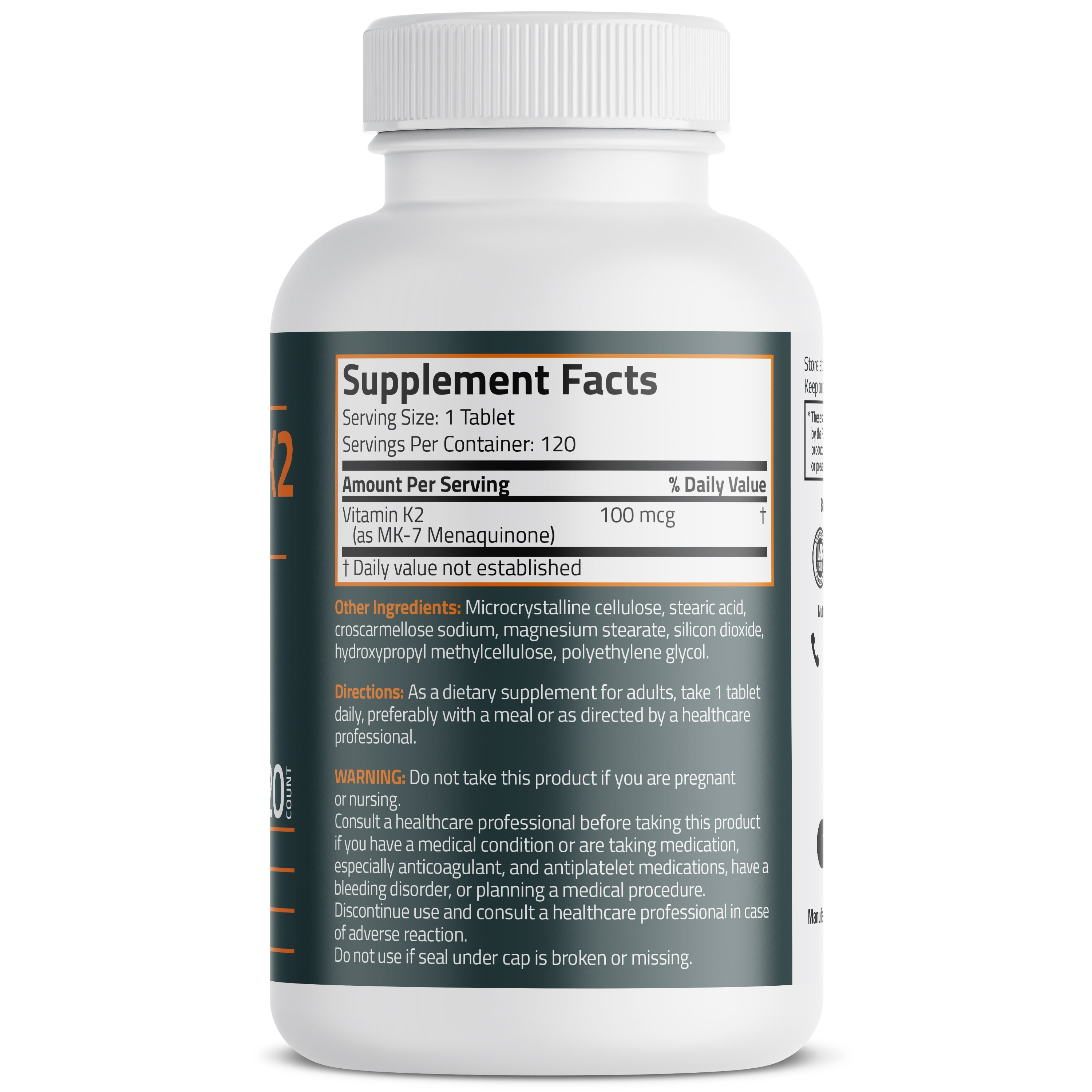 Bronson Vitamins Vitamin K2 Mk-7 100 Mcg 120 Tabs thumbnail 3