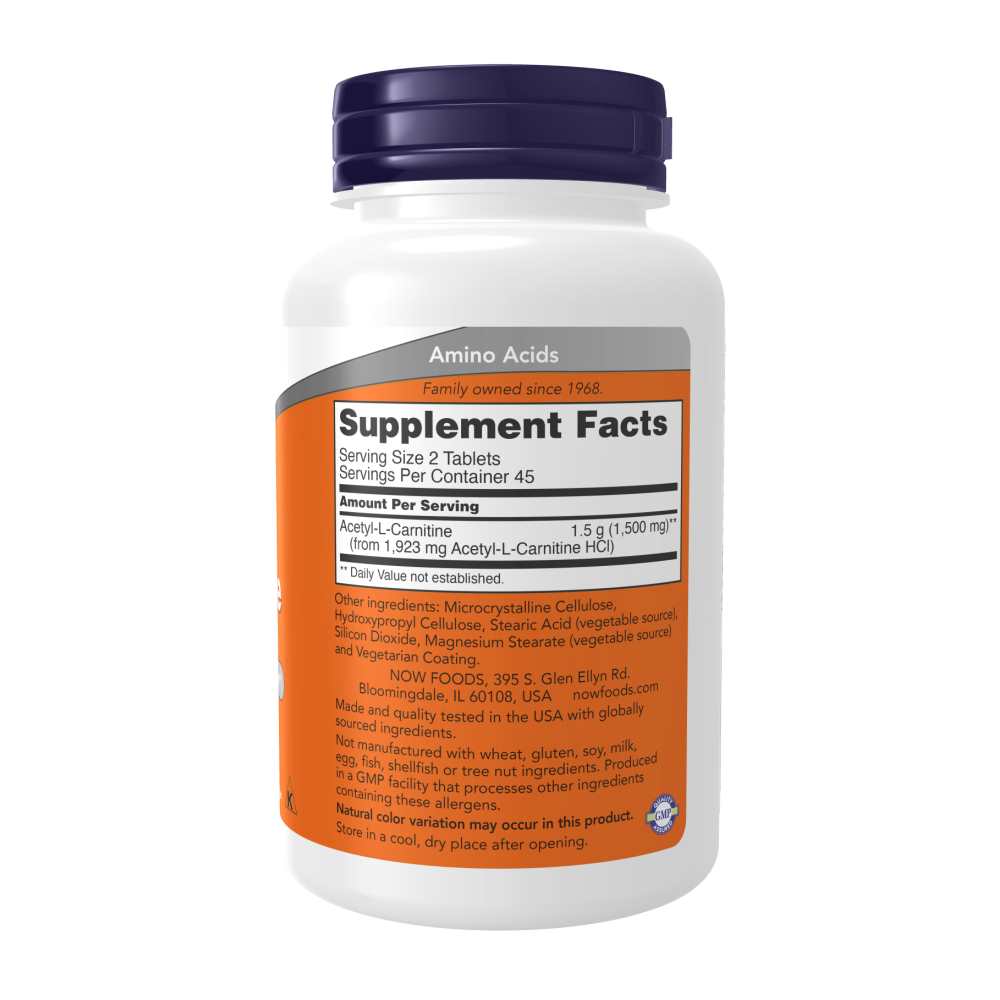 Now Foods Acetyl-L-Carnitine 750 Mg – Brain, Nerve &amp; Energy Support – 90 Tablets thumbnail 2