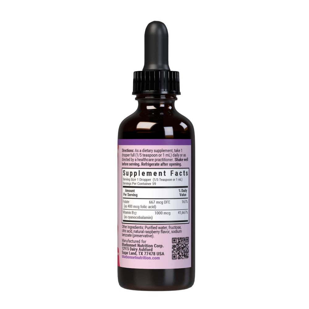 Bluebonnet Nutrition Liquid Vitamin B12 &amp; Folic Acid 59 Ml thumbnail 2