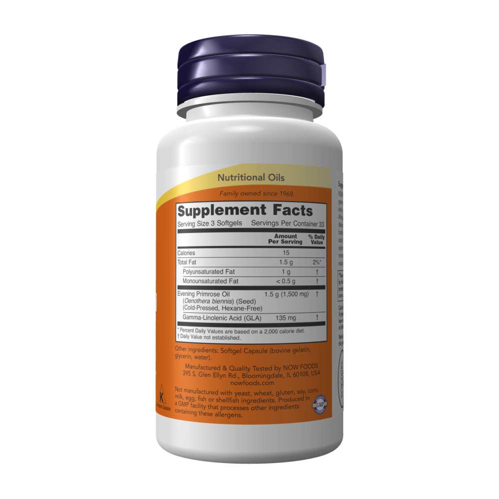 Now Foods Evening Primrose Oil 500mg – Women’s Health &amp; Hormonal Balance – 100 Softgels thumbnail 3