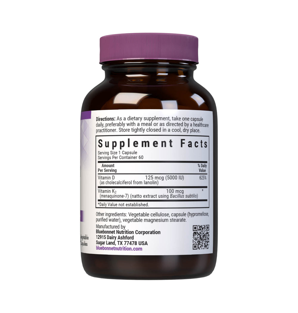 Bluebonnet Nutrition Vitamin D3 &amp; K2 60 Caps thumbnail 2