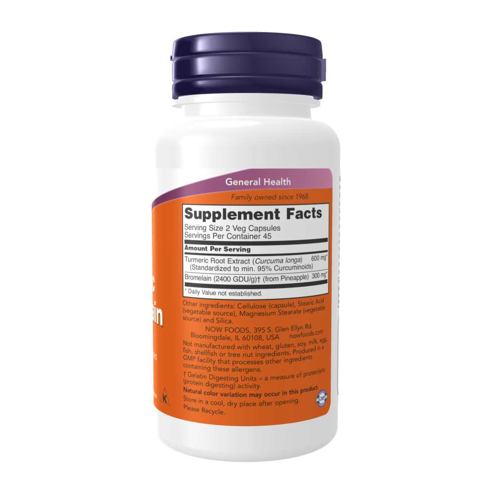 Now Foods Turmeric &amp; Bromelain – Joint Health &amp; Inflammation Support – 90 Veg Capsules thumbnail 2
