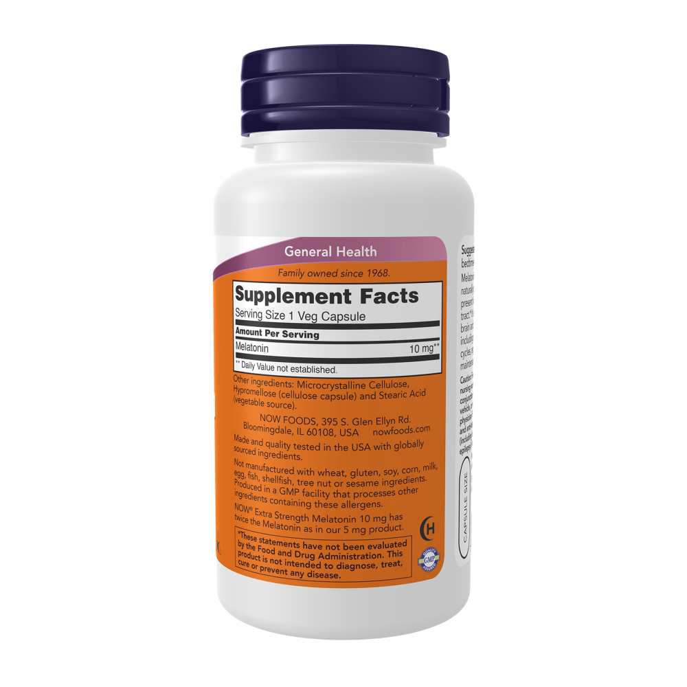 Now Foods Extra Strength Melatonin 10 Mg – Sleep Cycle, Antioxidant &amp; Gi Support – 90 Veg Capsules thumbnail 2