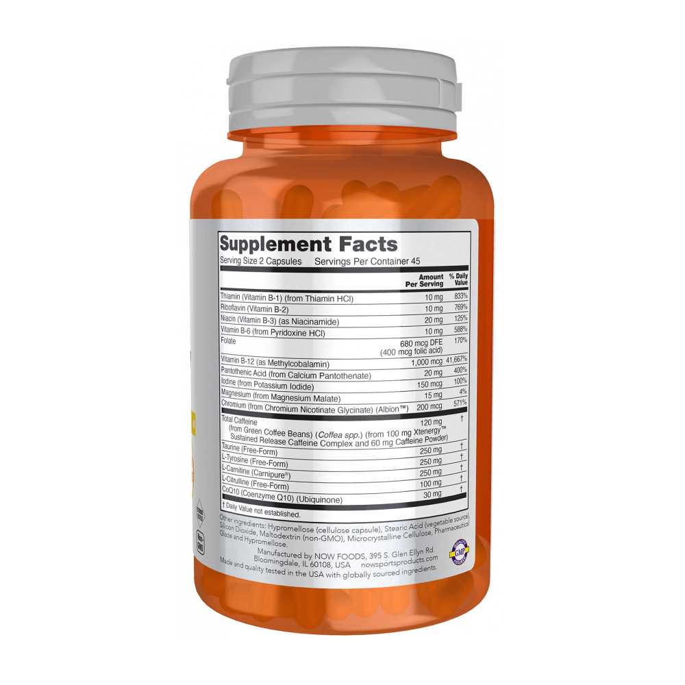 Now Sports Sustained Energy – Herbal &amp; Nutrient Blend for Endurance &amp; Stamina – 90 Capsules thumbnail 2