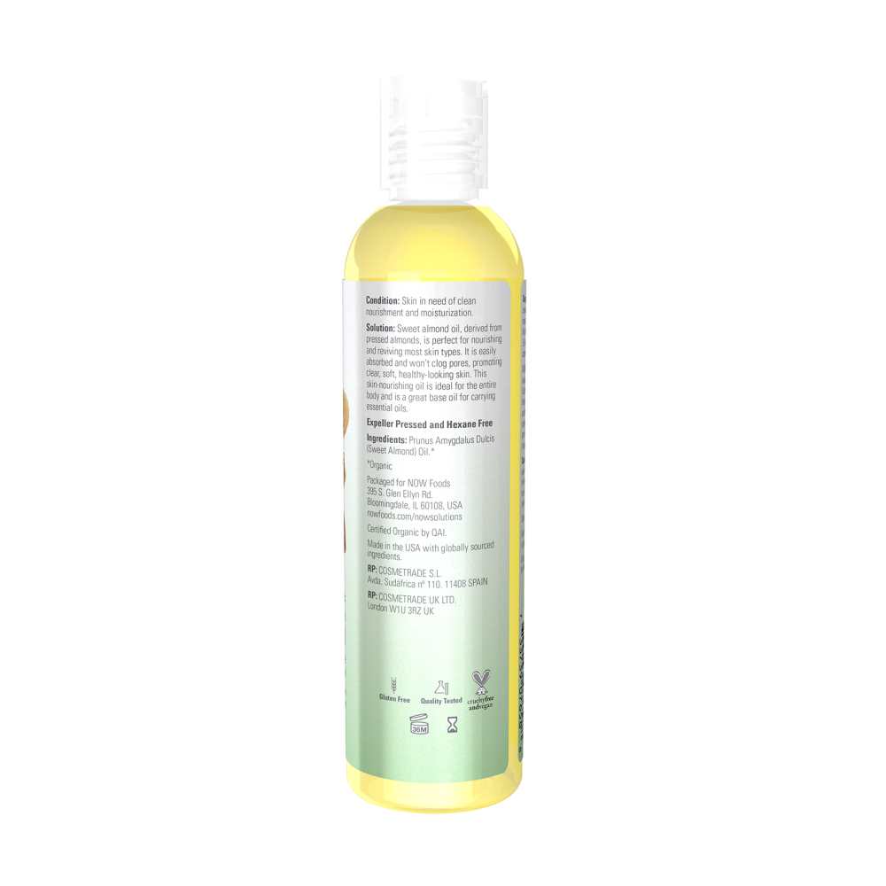 Now Foods Sweet Almond Oil – 100% Pure &amp; Certified Organic – Nourishing Skin &amp; Hair Oil – 237 M L thumbnail 2