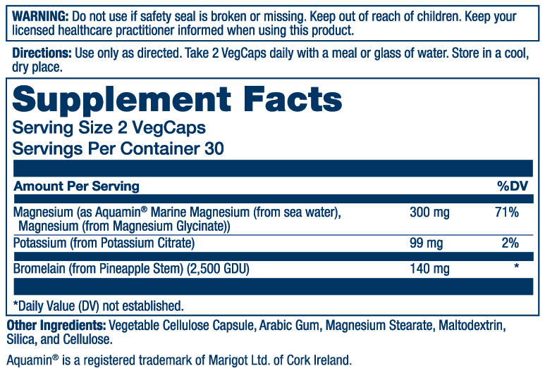 Solaray Magnesium &amp; Potassium Asporotate W/ Bromelain 60 Caps thumbnail 2