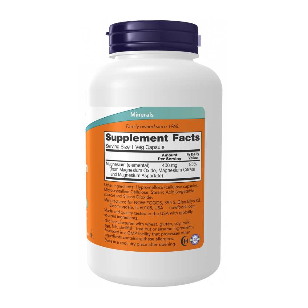 Now Foods Magnesium Caps 400 Mg – Nervous System &amp; Enzyme Function Support – 180 Veg Capsules thumbnail 2