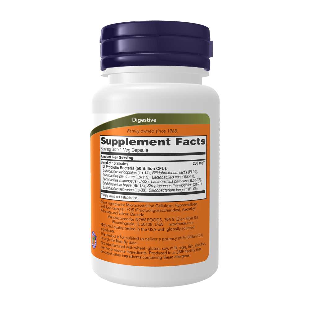 Now Foods Probiotic-10 50 Billion – 10 Clinically Validated Strains for Digestive &amp; Immune Support – 50 Veg Capsules thumbnail 2