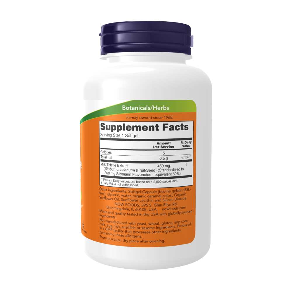 Now Foods Milk Thistle Extract 450 Mg Extra Strength – 360 Mg Silymarin for Liver Support &amp; Glutathione Production – 120 Softgels thumbnail 2