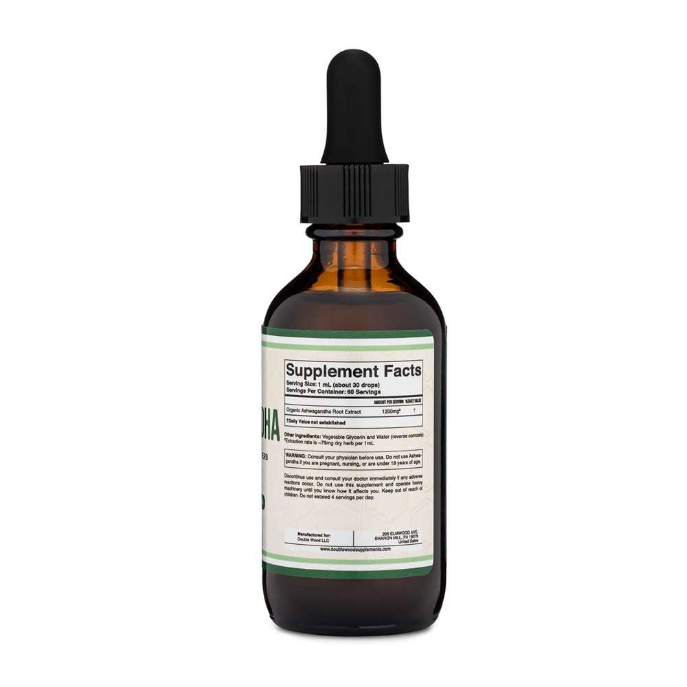 Double Wood Ashwagandha – Organic Liquid Adaptogen for Stress &amp; Calm | 2 Fl Oz (60 M L) thumbnail 2