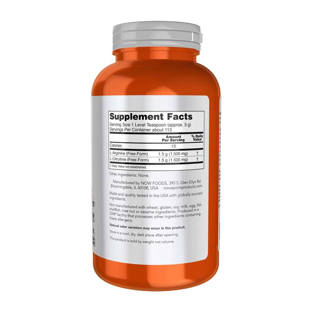 Now Sports Arginine &amp; Citrulline Powder – Nitric Oxide Booster 340g thumbnail 2