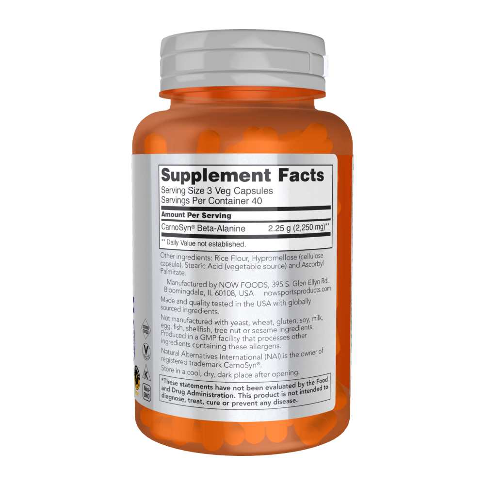 Now Sports Beta-Alanine 750 Mg – Endurance &amp; Muscle Buffering Support – 120 Veg Capsules thumbnail 2