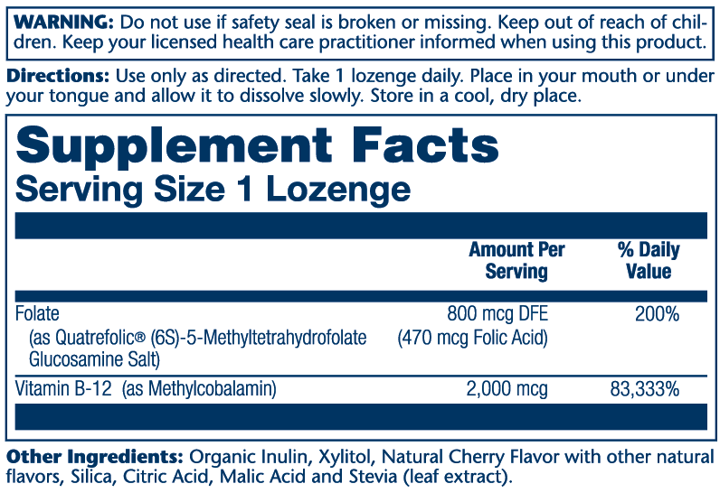 Solaray Methyl B-12 &amp; Methyl Folate 60 Lozenges thumbnail 2