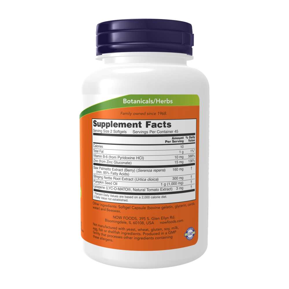 Now Foods Prostate Support – Saw Palmetto &amp; Lycopene – 90 Softgels thumbnail 3