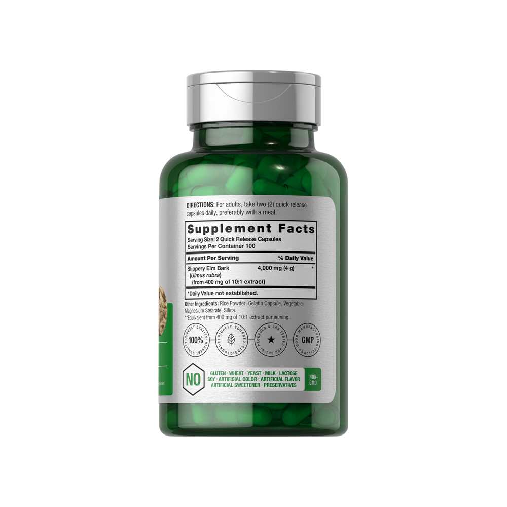 Horbäach Slippery Elm Bark 4000mg per Serving | 200 Capsules thumbnail 2