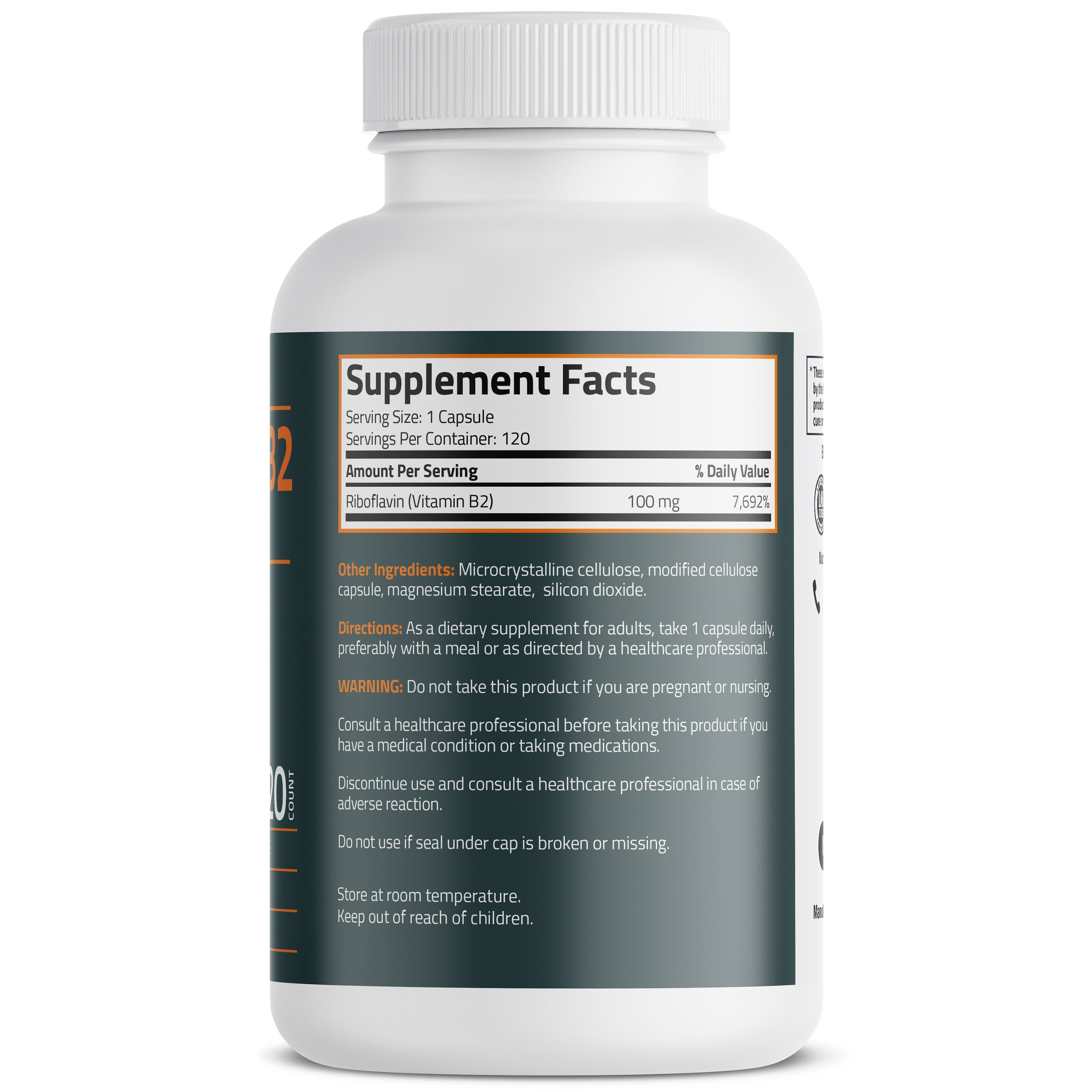 Bronson Vitamins Vitamin B2 100mg 120 Caps thumbnail 3