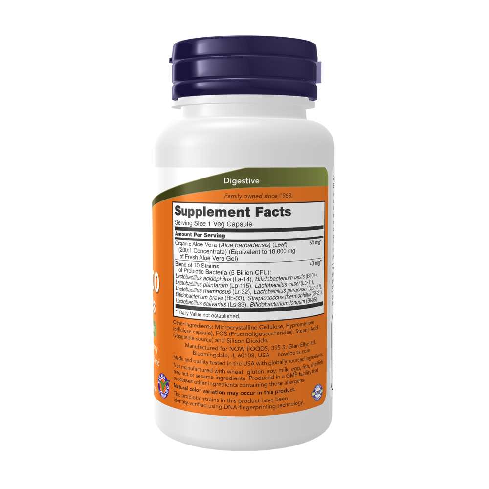 Now Foods Aloe 10,000 &amp; Probiotics – Supports Digestive Health – 60 Veg Capsules thumbnail 2