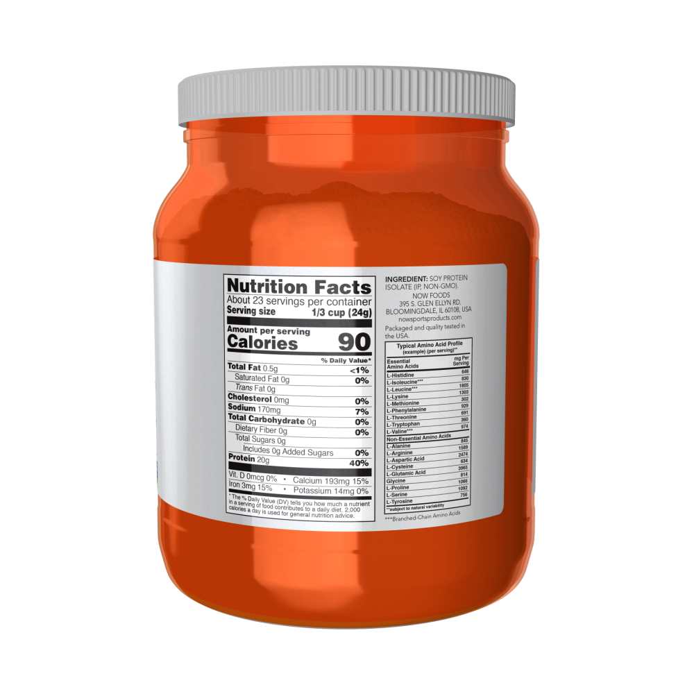 Now Sports Soy Protein Isolate, Unflavored Powder – Pure Plant-Based Protein – 544 G thumbnail 2