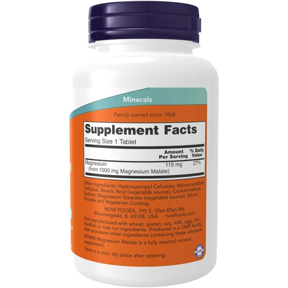 NOW Magnesium Malate 1000mg - Nervous System &amp; Energy Support thumbnail 3